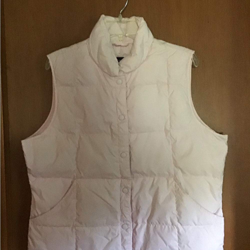 Land’s End DOWN Quilted Puffer Vest - Pale Pink - L 14-16